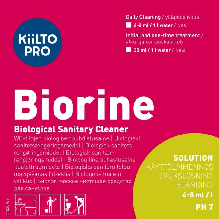 Käyttöliuosetiketti KIILTO Biorine - Käyttöliouspullot ja -etiketit - 176880 - 1