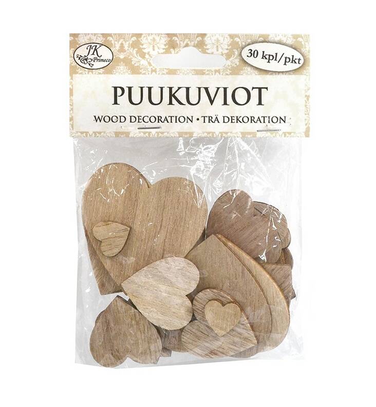Puukuviot 1,5-5cm 30kpl/pkt - Askartelutarvikkeet - 176190 - 1
