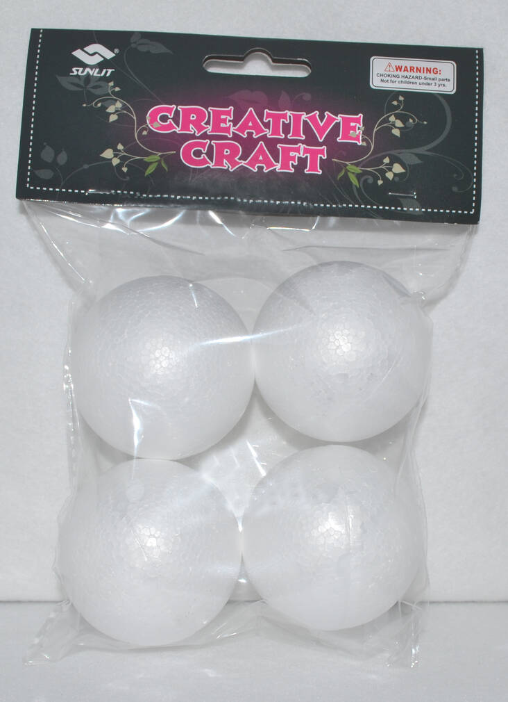 Styrox-pallo 6cm 4kpl/pss - Askartelutarvikkeet - 136040 - 1
