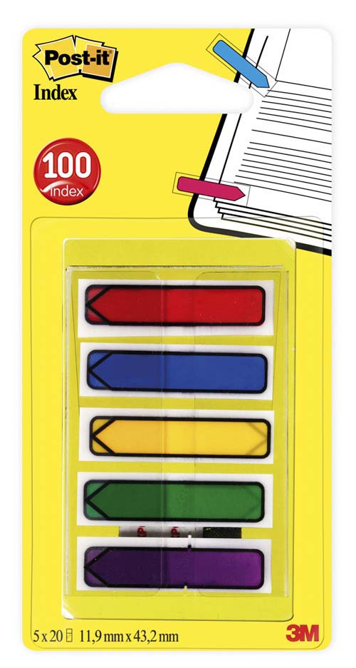 Teippimerkkinuoli POST-IT Index 5-väriä - Teippi- ja viestimerkit - 124731 - 1
