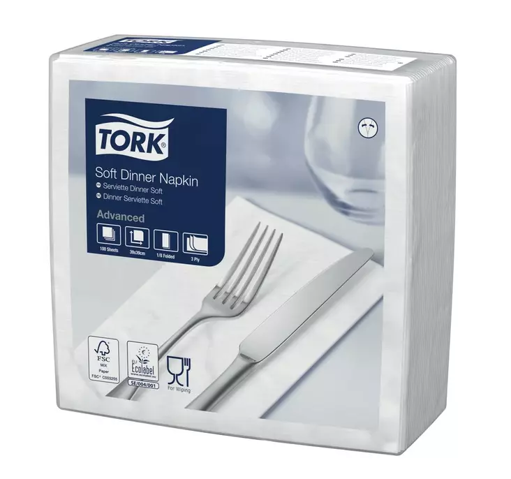 Lautasliina 39x39cm 1/8 TORK Soft Dinner - Servietit ja lautasliinat - 127281 - 1