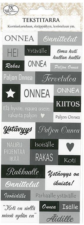 Tekstitarra Mustavalko - Tarrat ja tarrakirjat - 154652 - 1