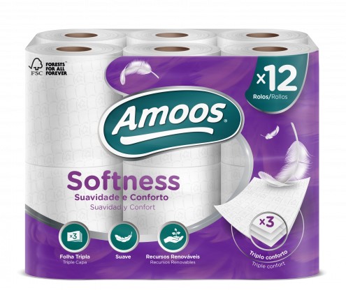 WC-paperi AMOOS Softness - Pikkurullat ja annostelijat - 171292 - 1