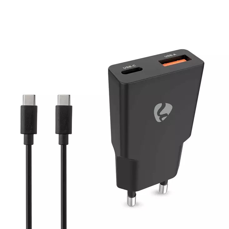Seinälaturi 30W USB-C / USB-A + kaapeli - Puhelintarvikkeet - 187682 - 1