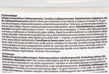 Sitruunahappo 400g NORD CLEAN - Astianpesuaineet ja keittiön puhtaus - 173763 - 2