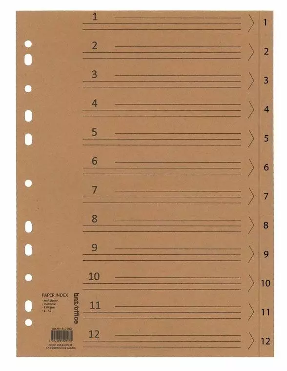 Rekisteri 1-12 A4 kartonki - Rekisterisarjat, kartonkiset - 185193 - 1
