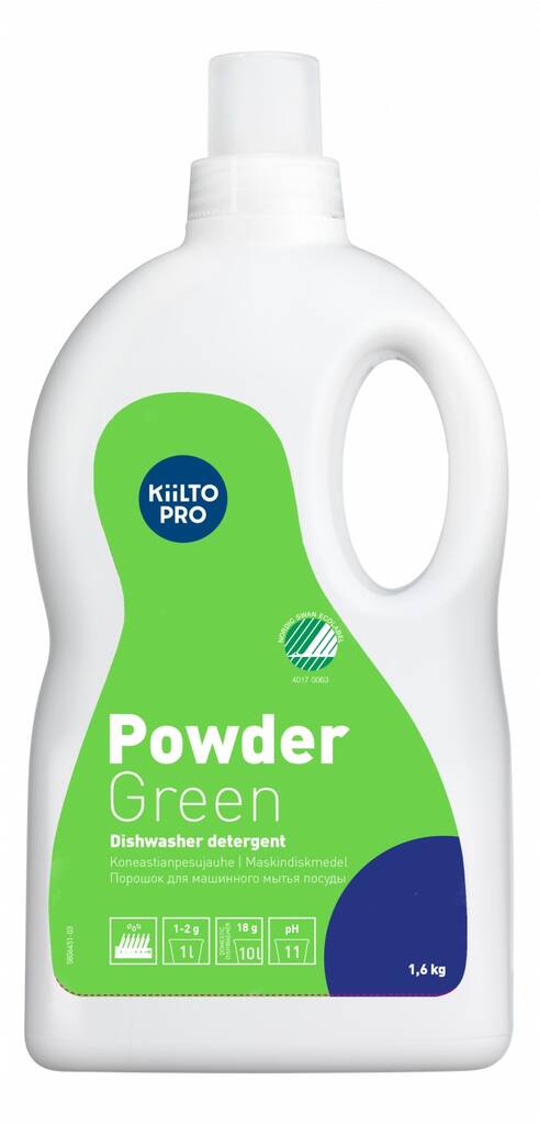 Konetiskijauhe 1,6kg KIILTO Powder Green - Astianpesuaineet ja keittiön puhtaus - 162804 - 1