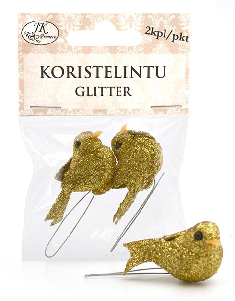 Koristelintu glitter 2kpl/pkt - Askartelutarvikkeet - 159354 - 1