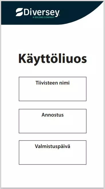 Käyttöliuosetiketti DIVERSEY - Käyttöliouspullot ja -etiketit - 186824 - 1