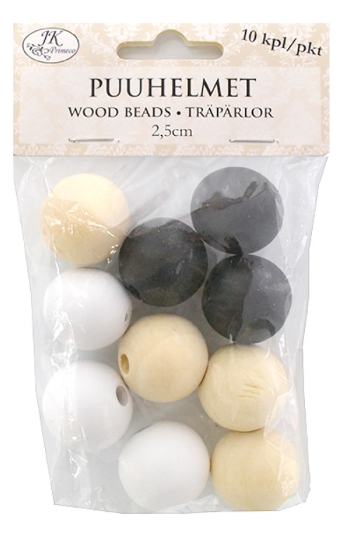 Puuhelmet Naturlajitelma 2,5cm 10kpl/pkt - Askartelutarvikkeet - 171965 - 1