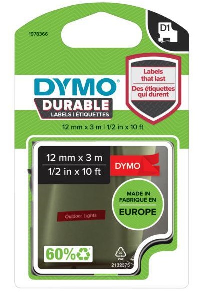 Tarranauha DYMO Durable 12mmx3m - Tarra- ja kohokirjoitinteipit Dymo - 170195 - 1