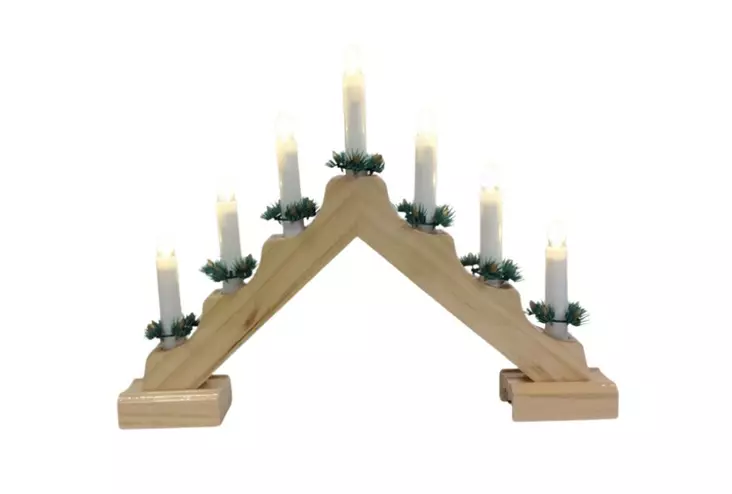 Kynttelikkö puinen 7-led - Kausivalot - 180755 - 1