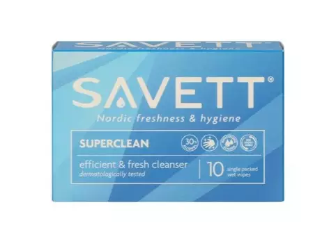 Kosteuspyyhe 10kpl/pkt SAVETT Superclean - Muu henkilöhygienia ja kosmetiikka - 187115 - 1