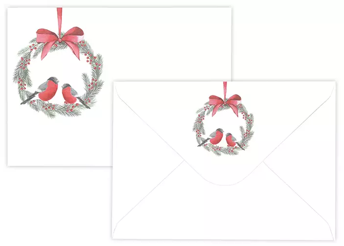 Kirjekuori C6 Punatulkut ja kranssi - Muut kirjekuoret - 186295 - 1