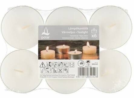 Lämpökynttilä maxi 6kpl/pkt POLAR - Kynttilät, lyhdyt ja tarvikkeet - 172476 - 1