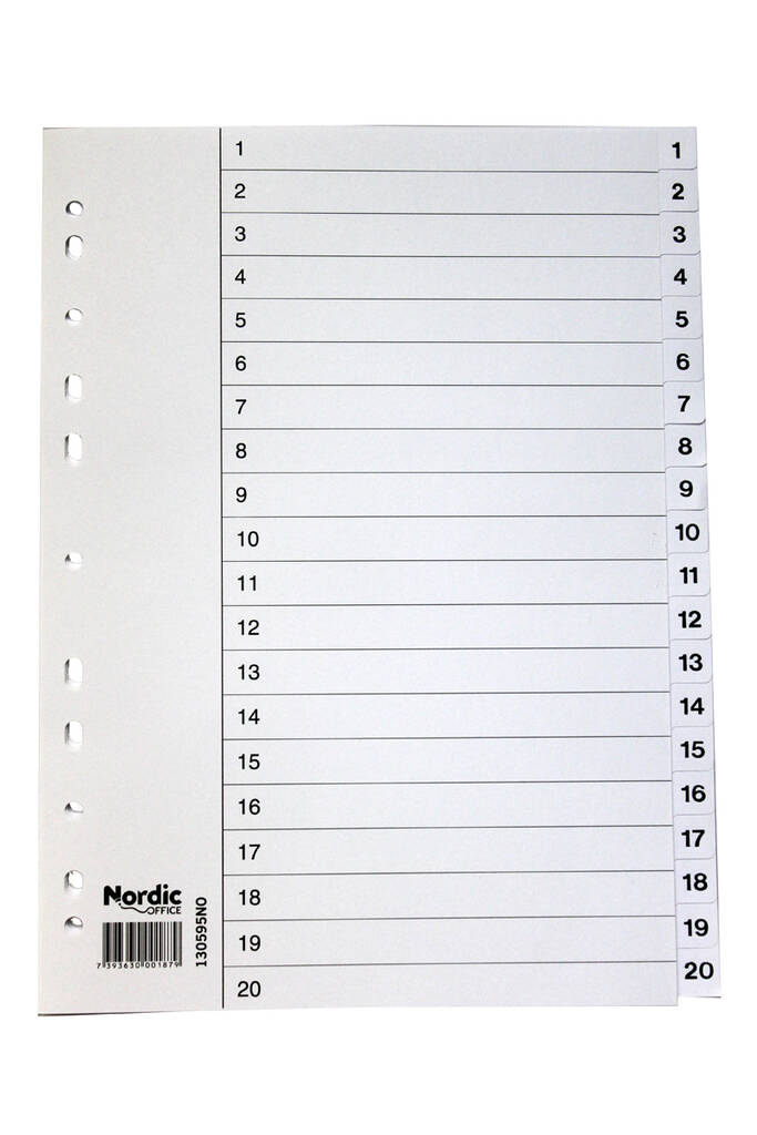 Rekisteri 1-20 A4 kartonki - Rekisterisarjat, kartonkiset - 102096 - 1