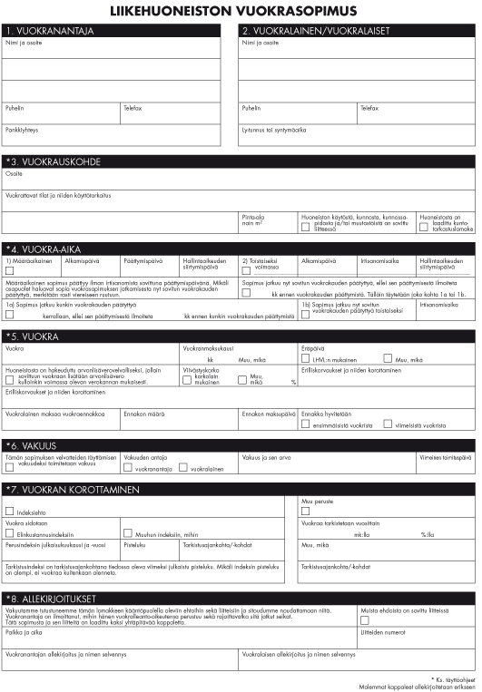 Vuokrasopimuskaavake A4 2-os - Lomakkeet - 102256 - 1