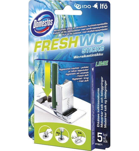 WC-raikastintikku 5x9,5g DOMESTOS - Ilmanraikastimet ja hajunpoistajat - 159096 - 1