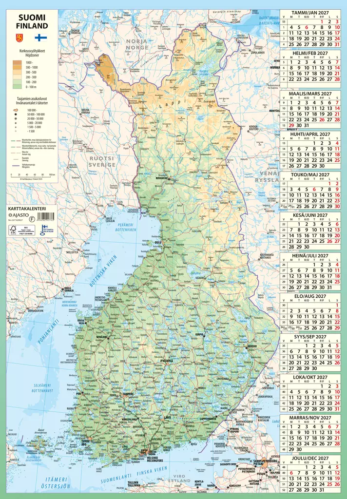 Karttakalenteri - Seinäkalenterit - 189466 - 1