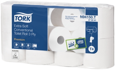 WC-paperi TORK Premium T4 - Pikkurullat ja annostelijat - 135107 - 1