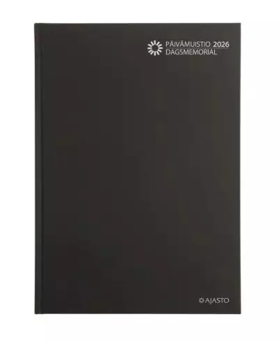 Päivämuistio A4, sidottu, musta - Pöytäkalenterit - 185267 - 1