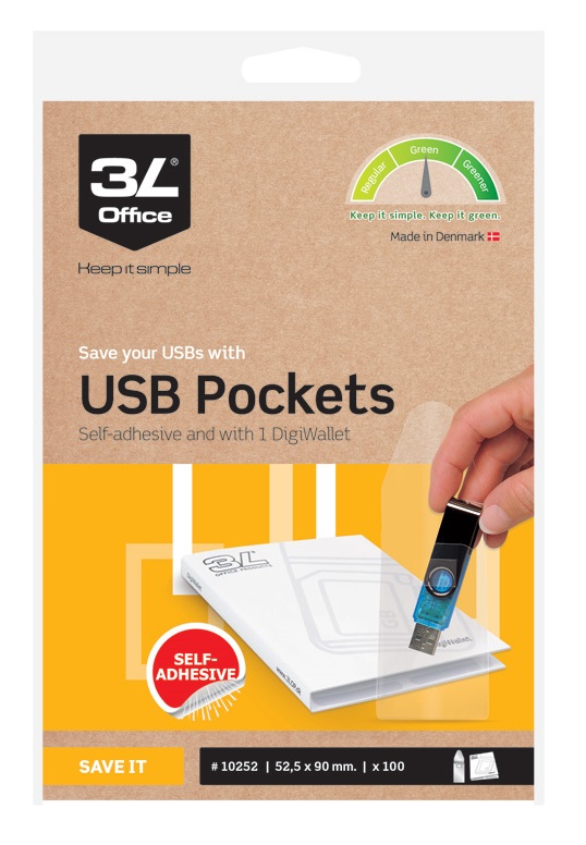 Muistitikkutasku 52,5x90mm 3L tarralla - Muut taskut - 127168 - 1