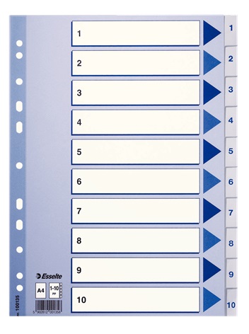 Rekisteri 1-10 A4 ESSELTE muovi - Rekisterisarjat, muoviset - 102108 - 1