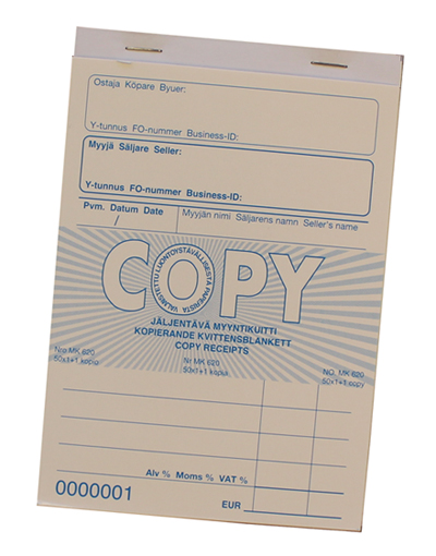 Kuittilomake A6 50+50 lehteä jäljentävä - Lomakkeet - 155779 - 1