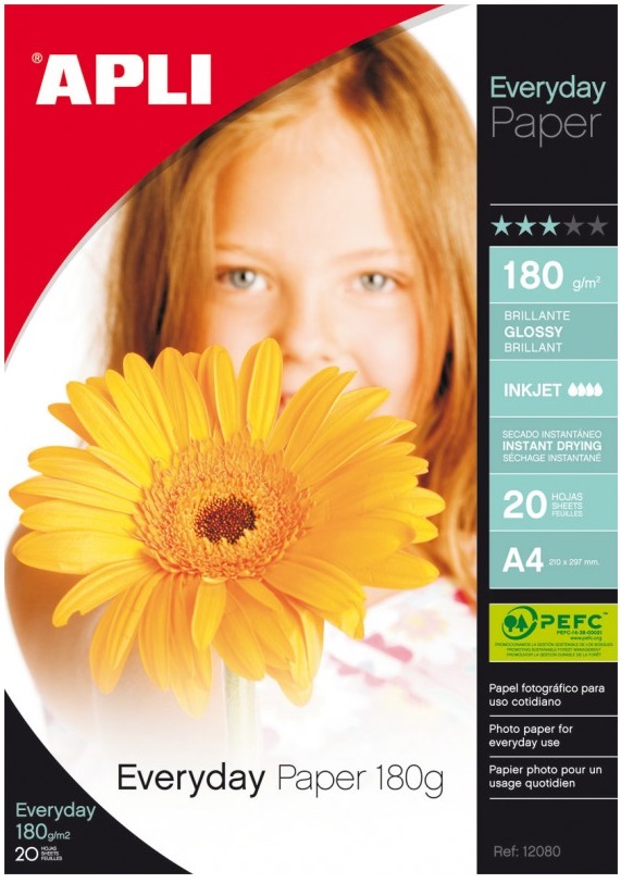 Photopaperi A4 180g APLI Everyday Glossy - Valokuvapaperit - 127909 - 1